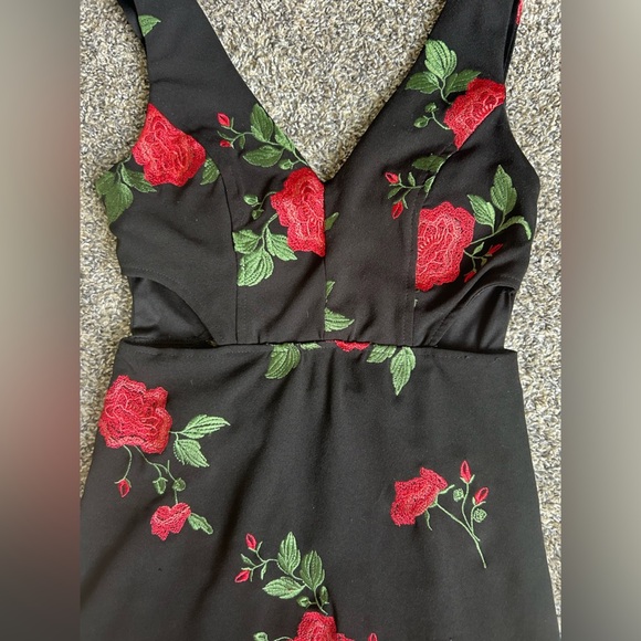 Emerald Sundae black mini dress with embroidered roses size small - Picture 6 of 10